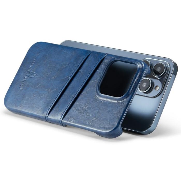 FIERRE SHANN - FIERRE SHANN iPhone 14 Pro Fodral i Waxy PU Läder - Blå