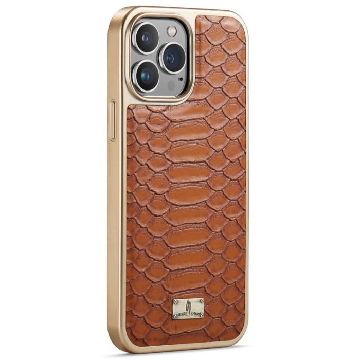 FIERRE SHANN - FIERRE SHANN iPhone 14 Pro Fodral PU Läder - Brun