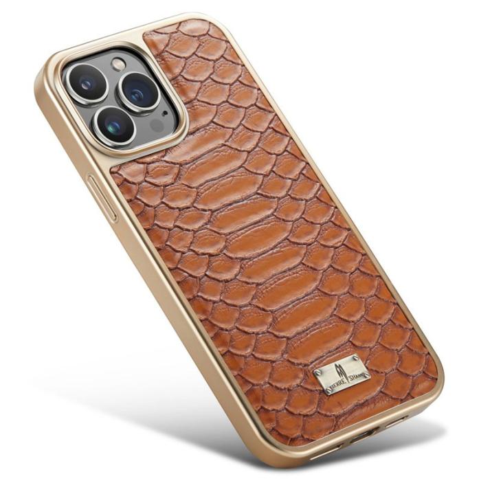 FIERRE SHANN - FIERRE SHANN iPhone 14 Pro Fodral PU Läder - Brun