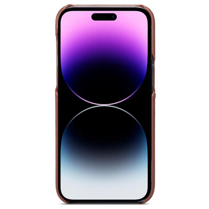 FIERRE SHANN - FIERRE SHANN iPhone 14 Pro Fodral Waxy PU Läder - Brun