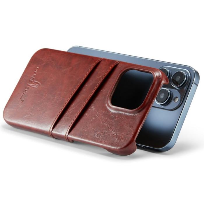 FIERRE SHANN - FIERRE SHANN iPhone 14 Pro Fodral Waxy PU Läder - Brun