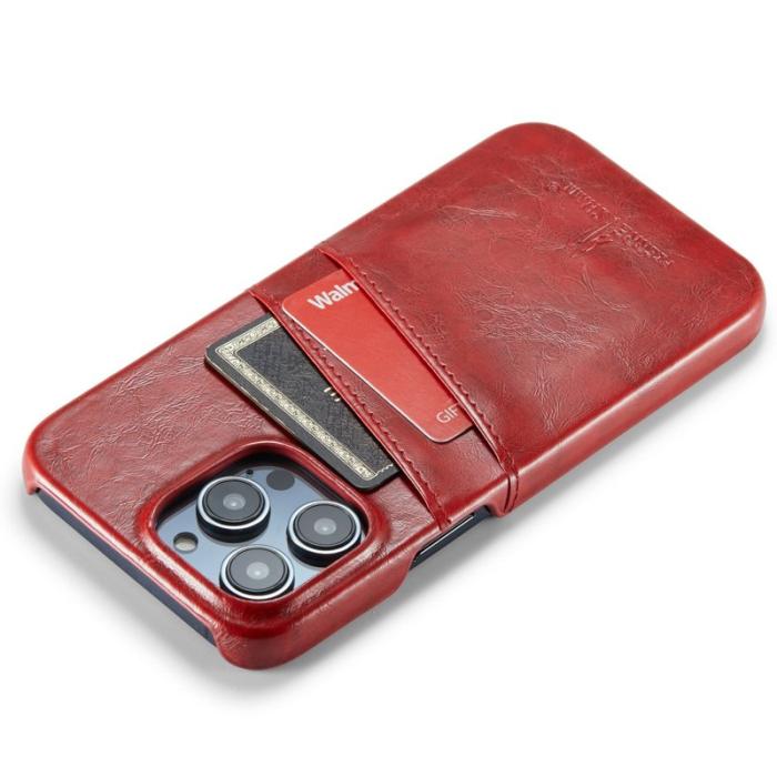 FIERRE SHANN - FIERRE SHANN iPhone 14 Pro Fodral Waxy PU Läder - Brun