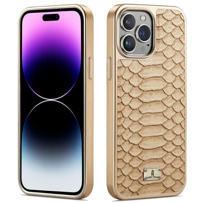 FIERRE SHANN - FIERRE SHANN iPhone 14 Pro Max Fodral Äkta läder - Gul