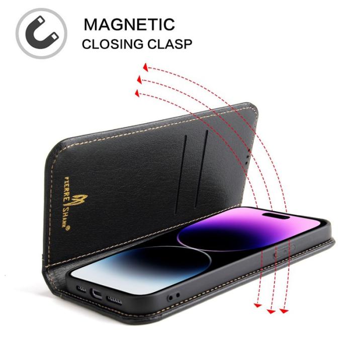 FIERRE SHANN - FIERRE SHANN iPhone 14 Pro Max Fodral Äkta läder - Svart