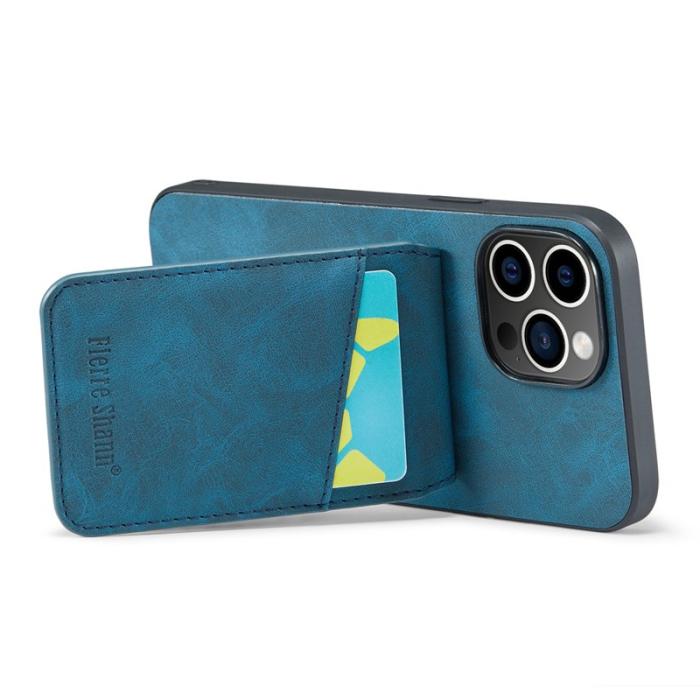 FIERRE SHANN - FIERRE SHANN iPhone 14 Pro Max Fodral Kickstand PU Läder - Blå