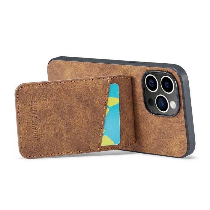 FIERRE SHANN - FIERRE SHANN iPhone 14 Pro Max Fodral Kickstand PU Läder - Brun