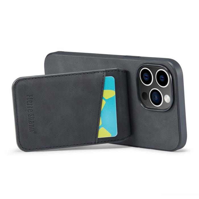 FIERRE SHANN - FIERRE SHANN iPhone 14 Pro Max Fodral Kickstand PU Läder - Svart