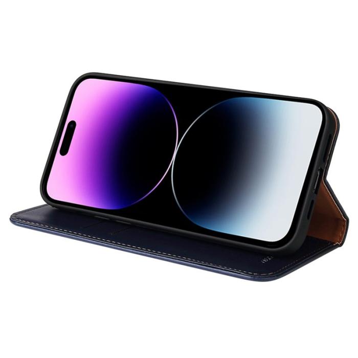 FIERRE SHANN - FIERRE SHANN iPhone 14 Pro Max Fodral PU Läder - Blå