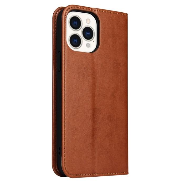 FIERRE SHANN - FIERRE SHANN iPhone 14 Pro Max Fodral PU Läder - Brun