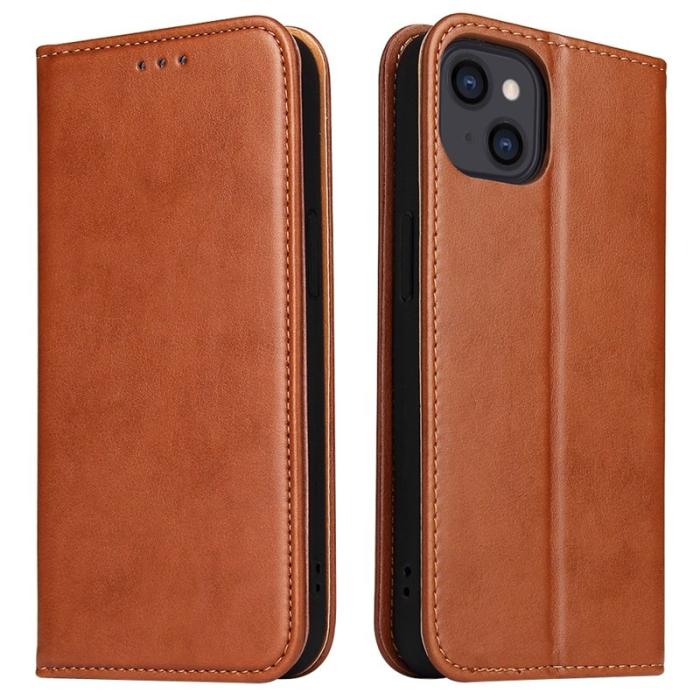 FIERRE SHANN - FIERRE SHANN iPhone 15 Plus Fodral PU-läder - Brun