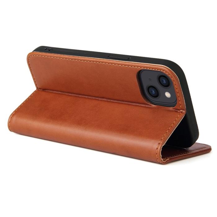 FIERRE SHANN - FIERRE SHANN iPhone 15 Plus Fodral PU-läder - Brun