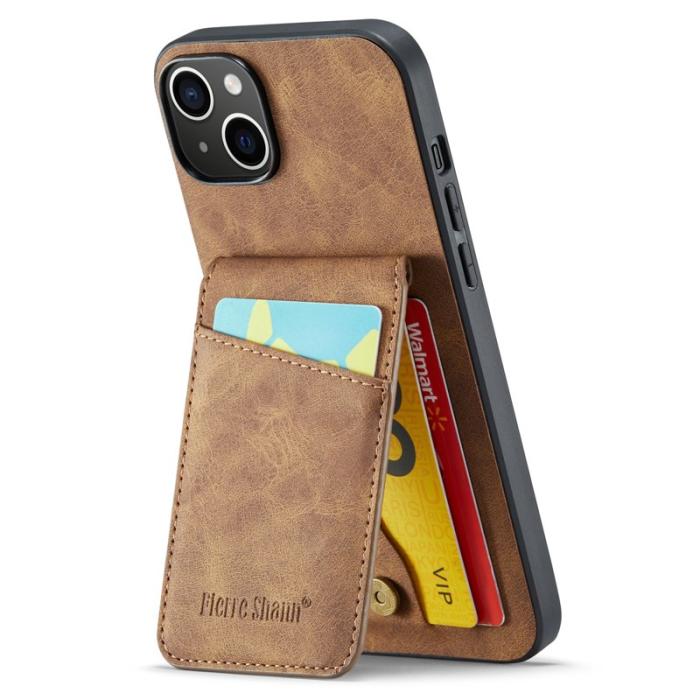 FIERRE SHANN - FIERRE SHANN iPhone 15 Plus Fodral RFID Blocker Konstläder - Brun