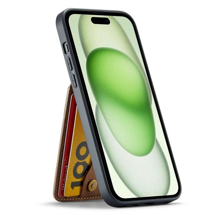 FIERRE SHANN - FIERRE SHANN iPhone 15 Plus Fodral RFID Blocker Konstläder - Brun