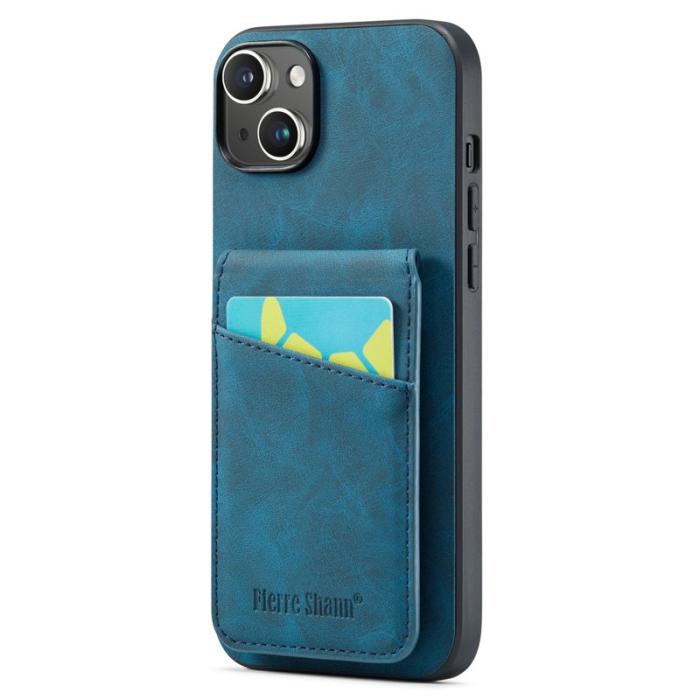 FIERRE SHANN - FIERRE SHANN iPhone 15 Plus Fodral RFID Blocking PU Läder - Blå