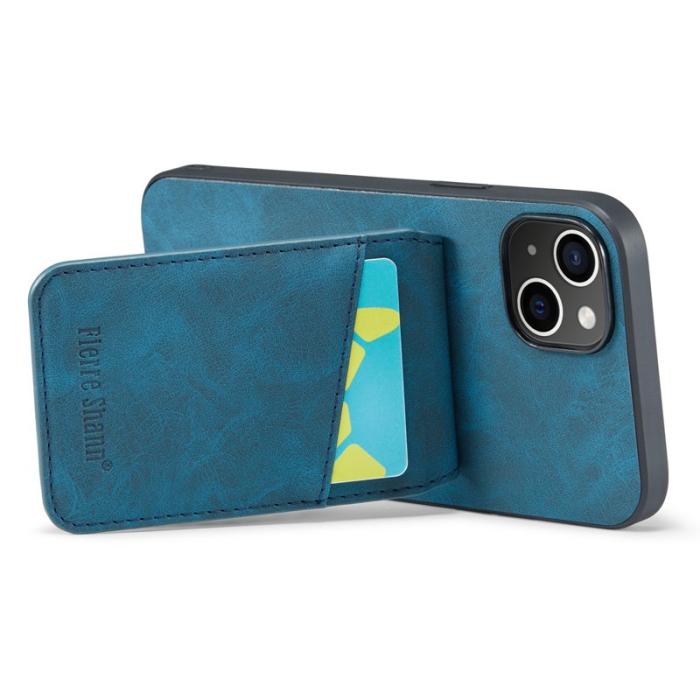 FIERRE SHANN - FIERRE SHANN iPhone 15 Plus Fodral RFID Blocking PU Läder - Blå