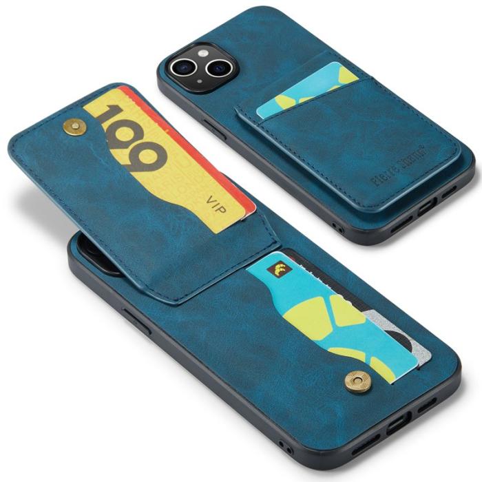 FIERRE SHANN - FIERRE SHANN iPhone 15 Plus Fodral RFID Blocking PU Läder - Blå