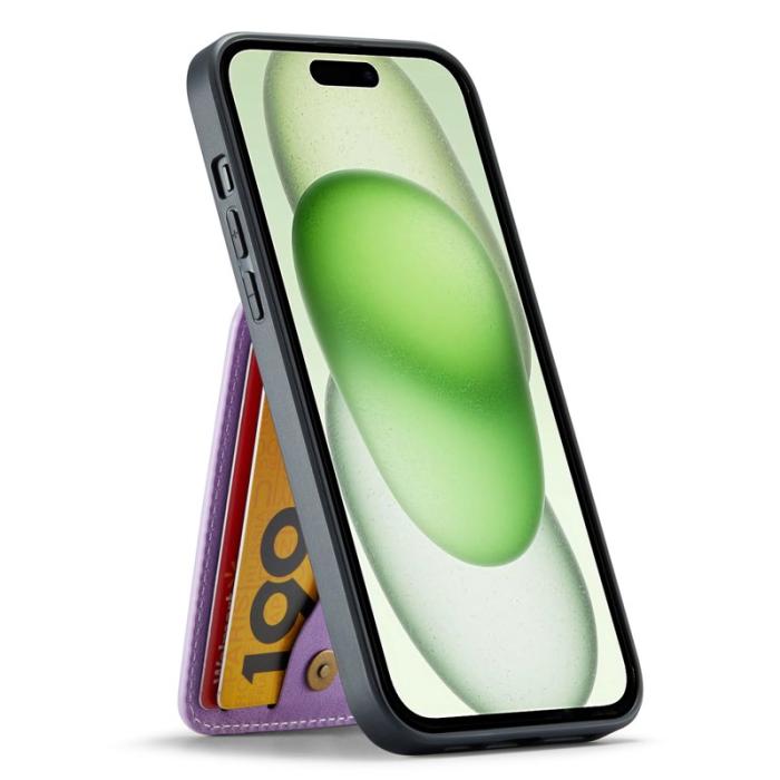 FIERRE SHANN - FIERRE SHANN iPhone 15 Plus Fodral RFID Blocking PU Läder - Lila