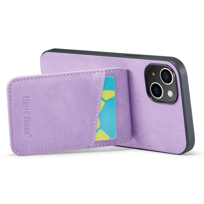 FIERRE SHANN - FIERRE SHANN iPhone 15 Plus Fodral RFID Blocking PU Läder - Lila