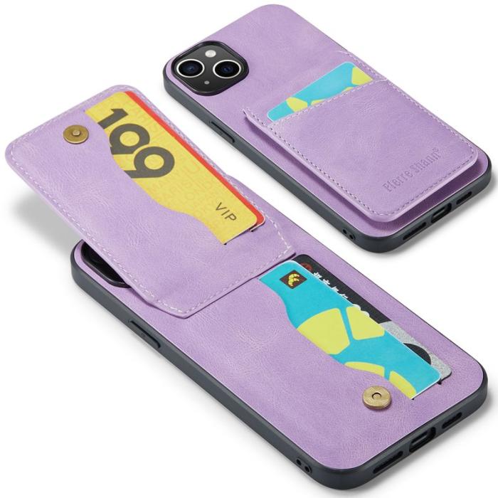 FIERRE SHANN - FIERRE SHANN iPhone 15 Plus Fodral RFID Blocking PU Läder - Lila