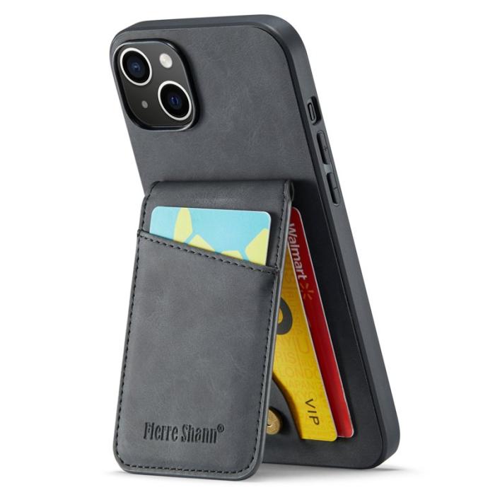 FIERRE SHANN - FIERRE SHANN iPhone 15 Plus Fodral RFID Blocking PU Läder - Svart