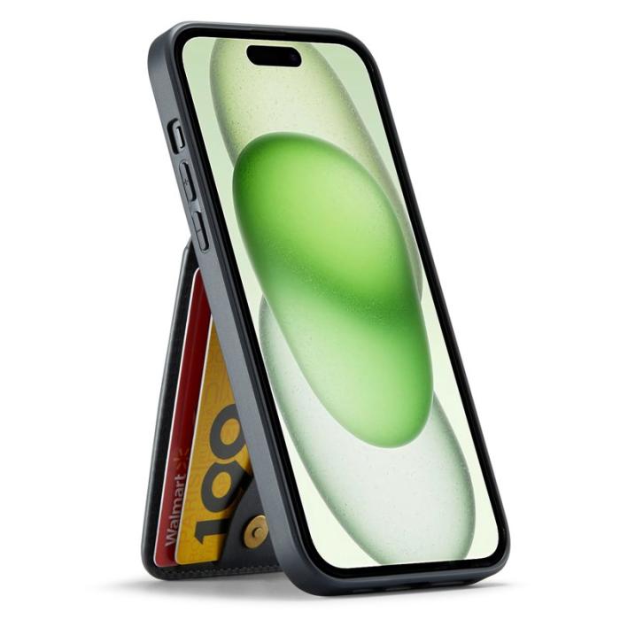 FIERRE SHANN - FIERRE SHANN iPhone 15 Plus Fodral RFID Blocking PU Läder - Svart