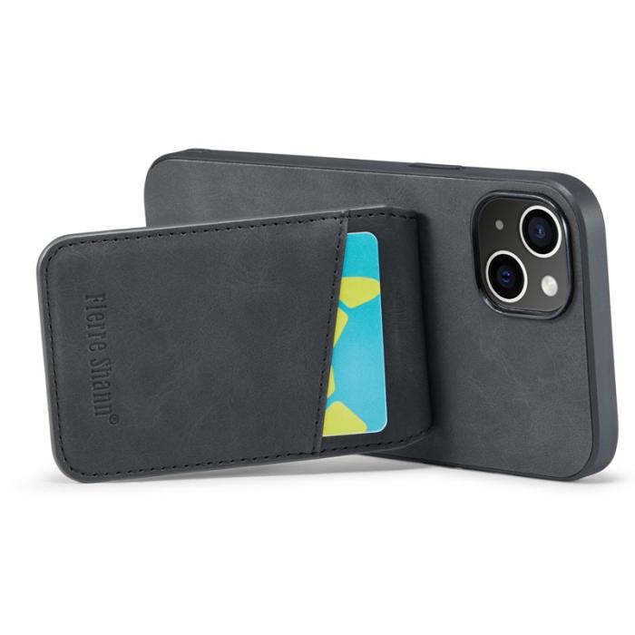 FIERRE SHANN - FIERRE SHANN iPhone 15 Plus Fodral RFID Blocking PU Läder - Svart