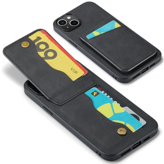 FIERRE SHANN - FIERRE SHANN iPhone 15 Plus Fodral RFID Blocking PU Läder - Svart