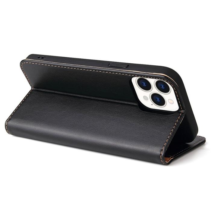 FIERRE SHANN - FIERRE SHANN iPhone 15 Pro Fodral - Magnetisk PU Läder - Svart