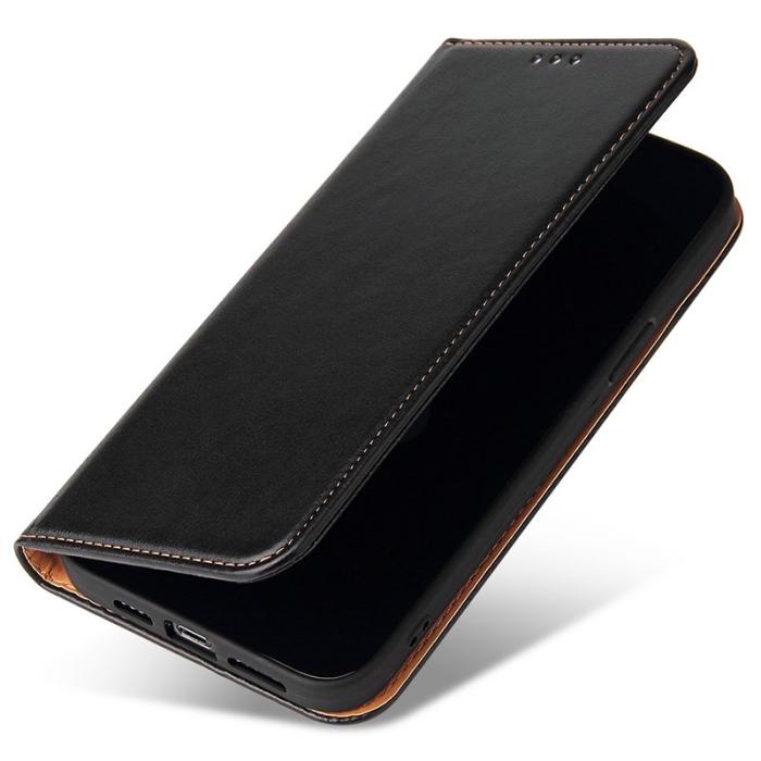 FIERRE SHANN - FIERRE SHANN iPhone 15 Pro Fodral - Magnetisk PU Läder - Svart