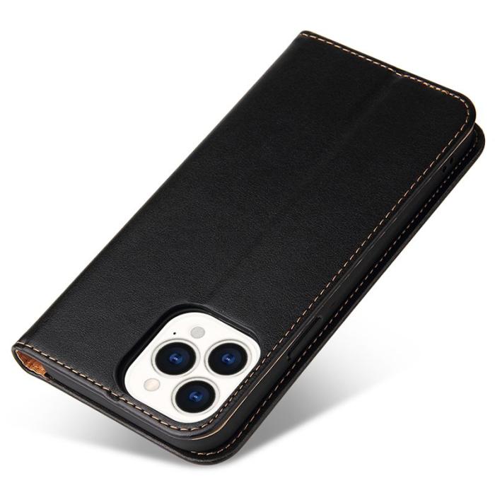 FIERRE SHANN - FIERRE SHANN iPhone 15 Pro Fodral - Magnetisk PU Läder - Svart