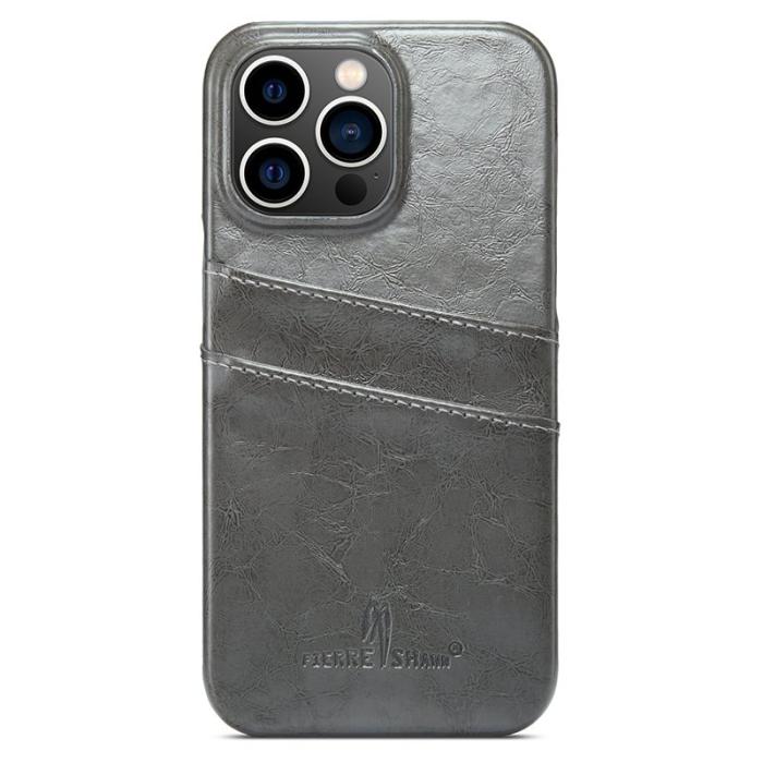 FIERRE SHANN - FIERRE SHANN iPhone 15 Pro Fodral Waxy PU Leather - Grå