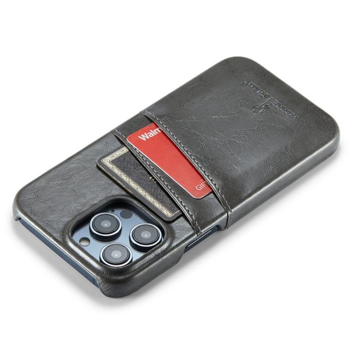 FIERRE SHANN - FIERRE SHANN iPhone 15 Pro Fodral Waxy PU Leather - Grå