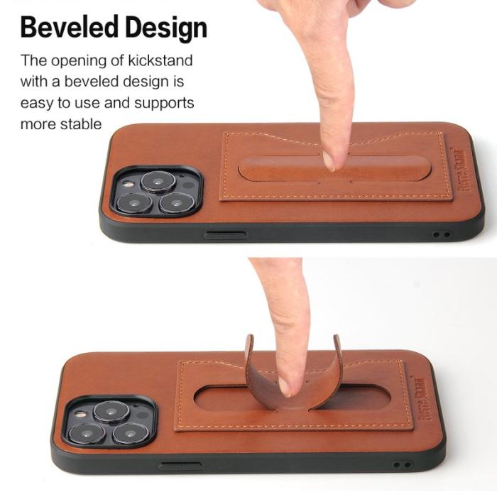 FIERRE SHANN - FIERRE SHANN iPhone 15 Pro Max Fodral PU Läder - Brun