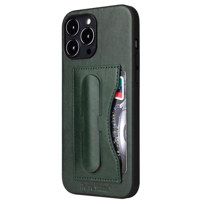 FIERRE SHANN - FIERRE SHANN iPhone 15 Pro Max Fodral PU Läder - Grön