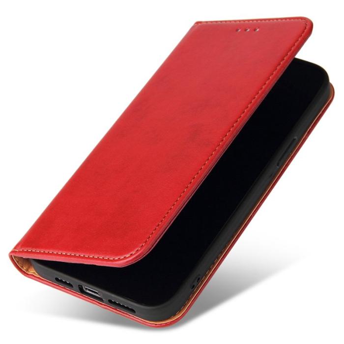 FIERRE SHANN - FIERRE SHANN iPhone 15 Pro Max Fodral - Texturerat PU Läder - Röd