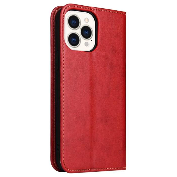 FIERRE SHANN - FIERRE SHANN iPhone 15 Pro Max Fodral - Texturerat PU Läder - Röd