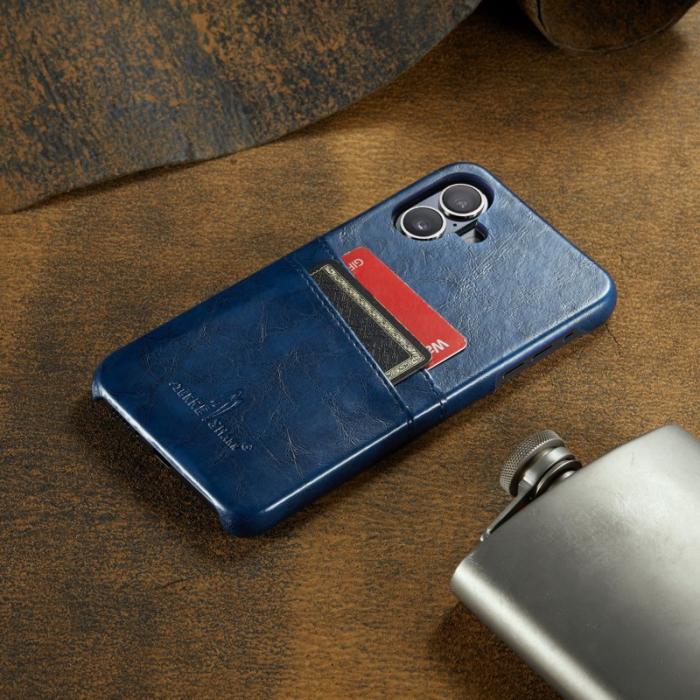 FIERRE SHANN - FIERRE SHANN iPhone 16 Fodral Waxy PU Leather - Blå