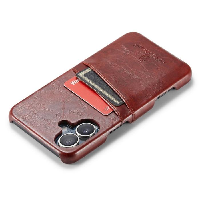 FIERRE SHANN - FIERRE SHANN iPhone 16 Fodral Waxy PU Leather - Brun