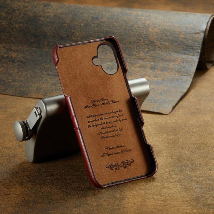 FIERRE SHANN - FIERRE SHANN iPhone 16 Fodral Waxy PU Leather - Brun