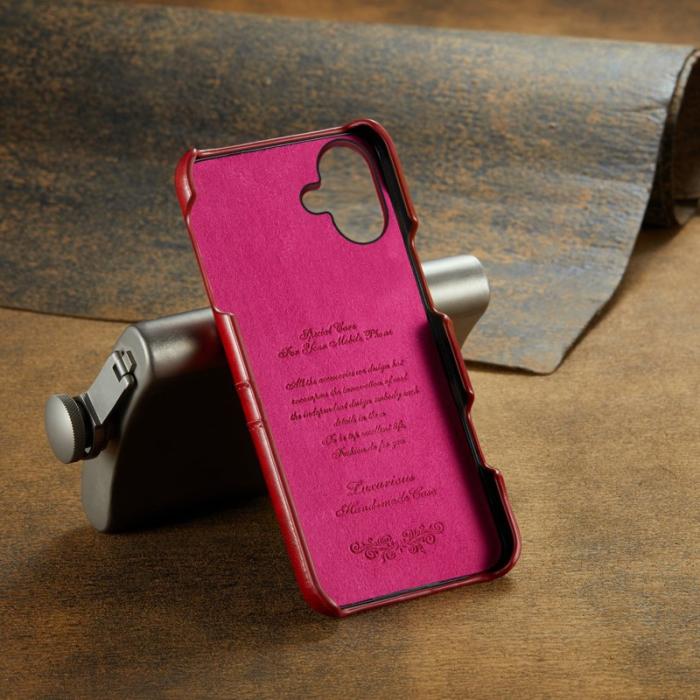 FIERRE SHANN - FIERRE SHANN iPhone 16 Plus Fodral Äkta läder - Röd