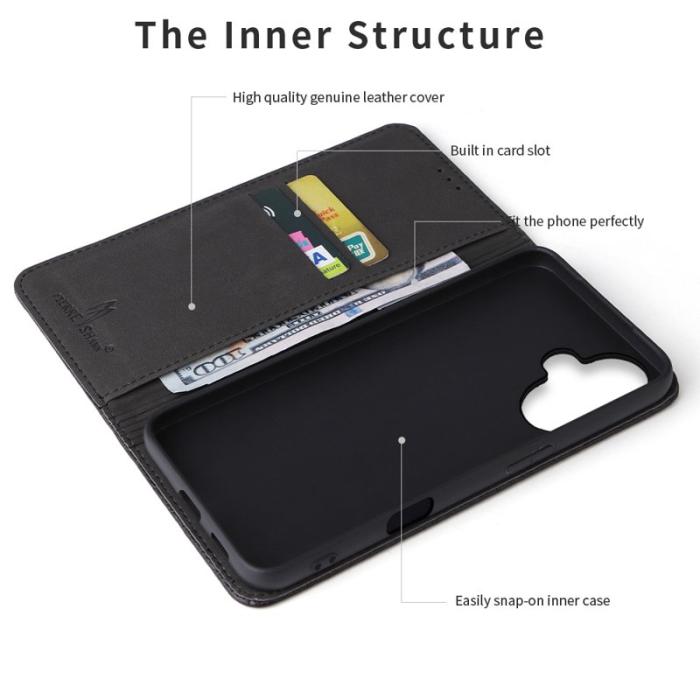 FIERRE SHANN - FIERRE SHANN iPhone 16 Plus Fodral Äkta läder - Svart