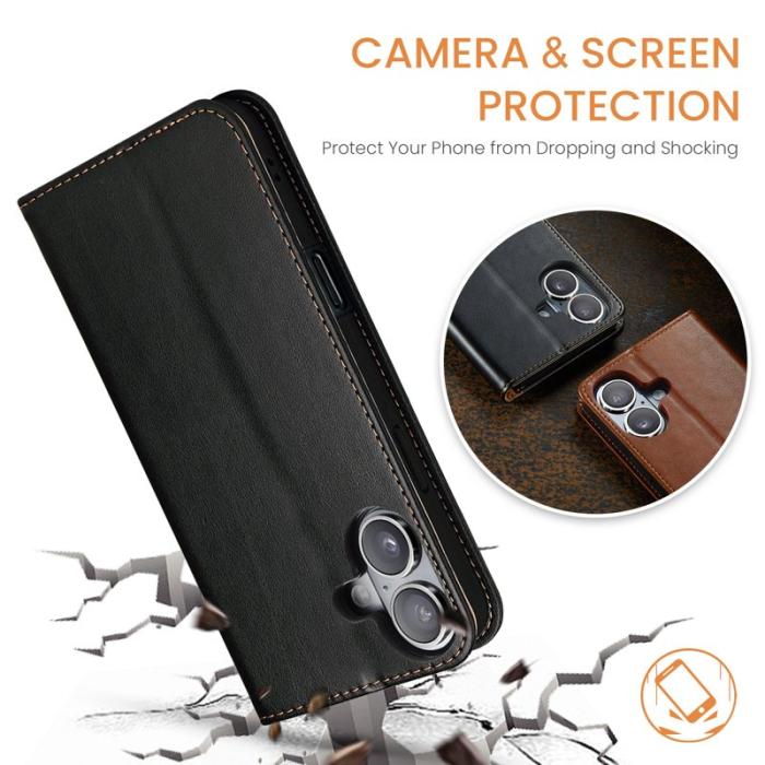 FIERRE SHANN - FIERRE SHANN iPhone 16 Plus Fodral PU Läder - Svart