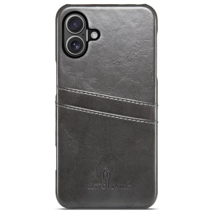 FIERRE SHANN - FIERRE SHANN iPhone 16 Plus Fodral - Waxy PU Läder - Grå