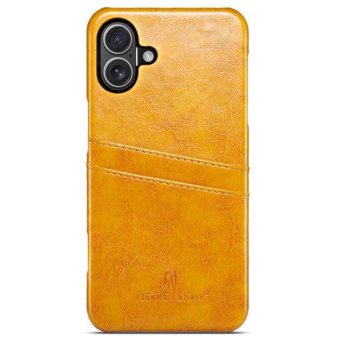 FIERRE SHANN - FIERRE SHANN iPhone 16 Plus Fodral - Waxy PU Leather - Gul