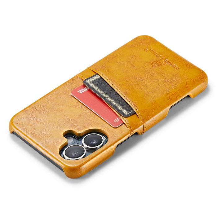 FIERRE SHANN - FIERRE SHANN iPhone 16 Plus Fodral - Waxy PU Leather - Gul