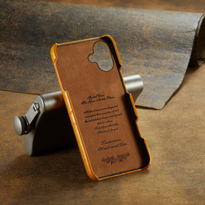 FIERRE SHANN - FIERRE SHANN iPhone 16 Plus Fodral - Waxy PU Leather - Gul