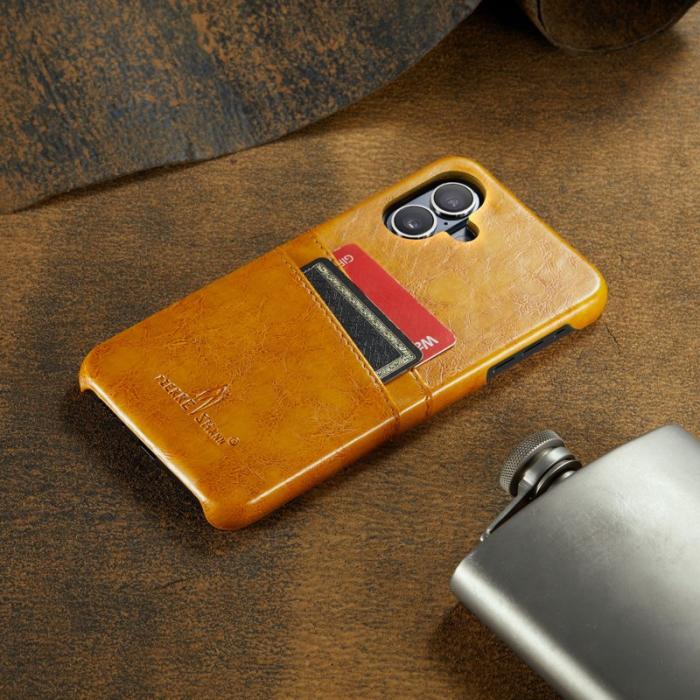 FIERRE SHANN - FIERRE SHANN iPhone 16 Plus Fodral - Waxy PU Leather - Gul