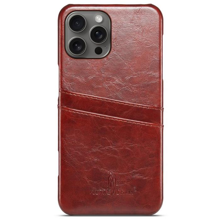 FIERRE SHANN - FIERRE SHANN iPhone 16 Pro Fodral Äkta läder - Brun