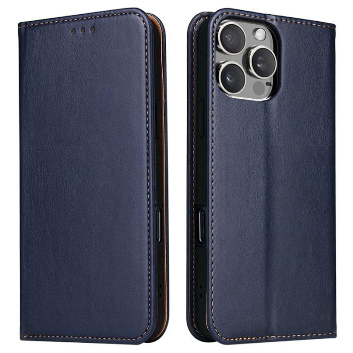 FIERRE SHANN - FIERRE SHANN iPhone 16 Pro Fodral PU Läder - Blå