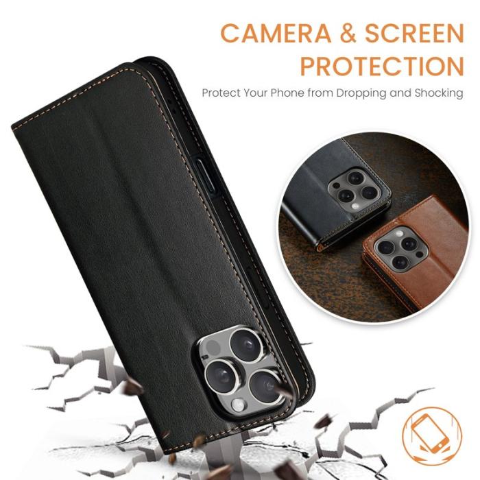 FIERRE SHANN - FIERRE SHANN iPhone 16 Pro Fodral PU Läder - Svart